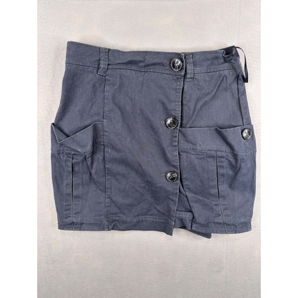 William Rast Navy Blue Pinstripe Button Front Cargo Mini Skirt Size 27 Utility